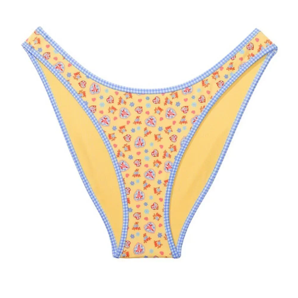 New! Frankie's Bikinis x PINK Yellow Golden Hour Bikini Bottom XL 1532